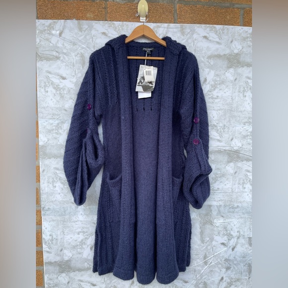 Rare Vintage Betsey Johnson New York Black Label Mohair Wool Hooded coatigan - Picture 1 of 17